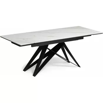 Керамический стол Notta Блэкберн 140(200)х80х75 белый мрамор snow white / черный арт.612170