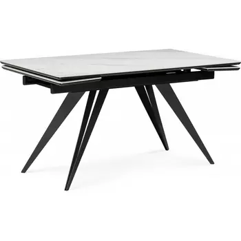 Керамический стол Notta Дарвин 140(200)х80 белый мрамор snow white / черный арт.612179