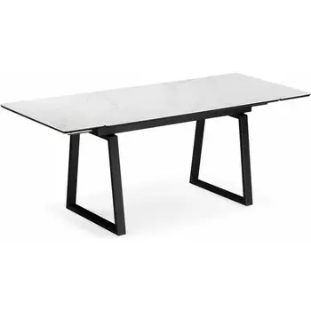 Керамический стол Notta Джек 140(200)х80 белый мрамор alpin white / черный арт.612899