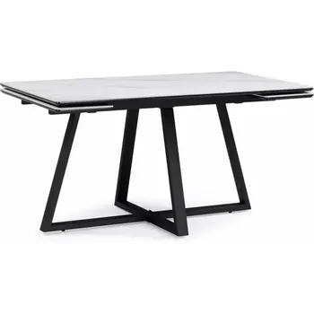 Керамический стол Notta Памелла 140(200)х80х75 белый мрамор snow white / черный арт.612193