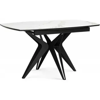 Керамический стол Notta Риполь 140(180)х80 белый мрамор snow white / черный арт.614247