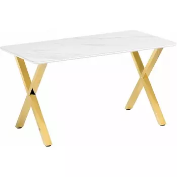 Керамический стол Селена 140 (Селена 3 140х80х77 белый мрамор / золото) Notta арт.571413