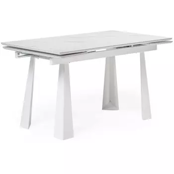 Керамический стол Woodville Бэйнбрук 140х80х76 белый мрамор / белый 530826