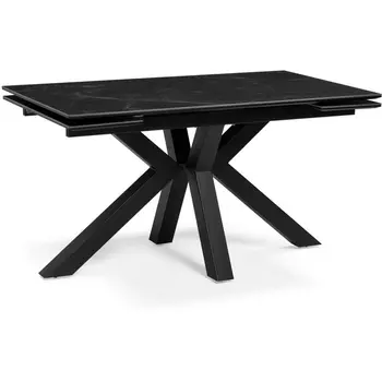 Керамический стол Woodville Бронхольм 140(200)х80х77 черный мрамор / черный 532397