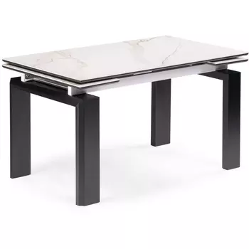 Керамический стол Woodville Давос 140х80х78 белый мрамор / черный кварц 532379