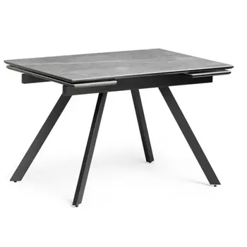 Керамический стол Woodville Габбро 120х80х76 серый мрамор / черный 530828