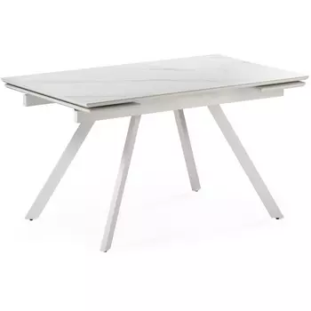 Керамический стол Woodville Габбро 140х80х76 белый мрамор / белый 530829
