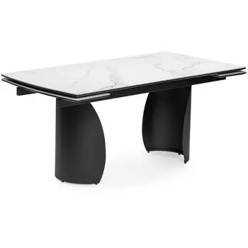 Керамический стол Woodville Готланд 160(220)х90х79 белый мрамор / черный 553534