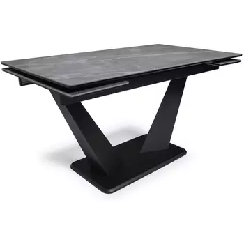 Керамический стол Woodville Кели 140(200)х80х76 серый мрамор / черный 532395