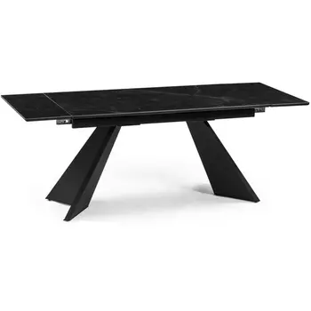 Керамический стол Woodville Ливи 140х80х78 черный мрамор / черный 532399