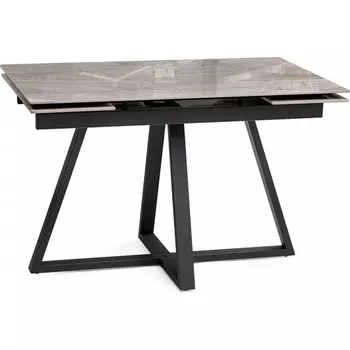 Керамический стол Woodville Силлем 120(180)х80х77 dyna fantasico grey / черный арт.588058