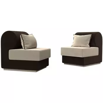 Кипр набор 1 (основа микровельвет бежевый, компаньон микровельвет коричневый, подушка микровельвет бежевый, кант коричневый) Лига Диванов 116414