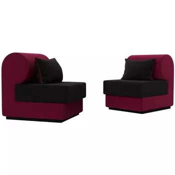 Кипр набор 1 (основа микровельвет черный, компаньон микровельвет бордовый, подушка микровельвет черный, кант бордовый) Лига Диванов 116433