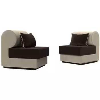 Кипр набор 1 (основа микровельвет коричневый, компаньон микровельвет бежевый, подушка микровельвет коричневый, кант бежевый) Лига Диванов 116424