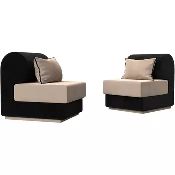 Кипр набор 1 (основа велюр бежевый, компаньон велюр черный, подушка велюр бежевый, кант черный) Лига Диванов 116397