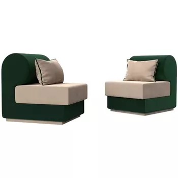 Кипр набор 1 (основа велюр бежевый, компаньон велюр зеленый, подушка велюр бежевый, кант зеленый) Лига Диванов 116393