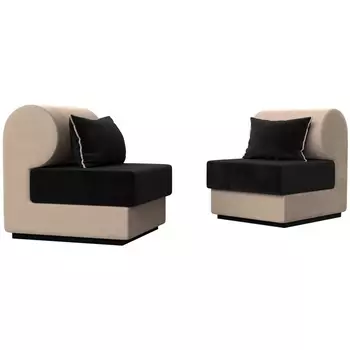 Кипр набор 1 (основа велюр черный, компаньон велюр бежевый, подушка велюр черный, кант бежевый) Лига Диванов 116411