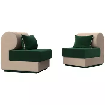 Кипр набор 1 (основа велюр зеленый, компаньон велюр бежевый, подушка велюр зеленый, кант бежевый) Лига Диванов 116403