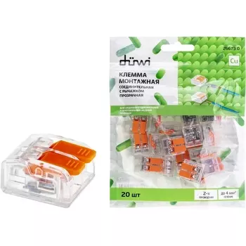 Клемма рычажковая 20 шт. duwi 26673 0 Duwi
