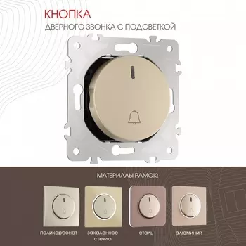 Кнопка звонка с подсветкой Arte Milano am-202 202.37-1.shampan