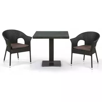 Кофейный комплект плетеной мебели T605SWT/Y79A-W53 Brown (2+1) (Искусственный ротанг) Afina