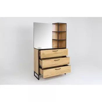 Комод Ивару Виртон-3 с надстройкой, Дуб крафт золотой