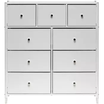 Комод Leset Нирита/Хайди, 9 ящиков, Белый (Сталь,Экокожа/Белый) арт.2500000209765