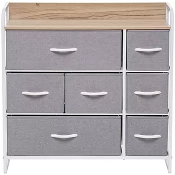 Комод Leset Ноа 7 ящ., Каркас Белый, Светло-серый Leset (Искусственный лен/Светло-серый) арт.2500000183461