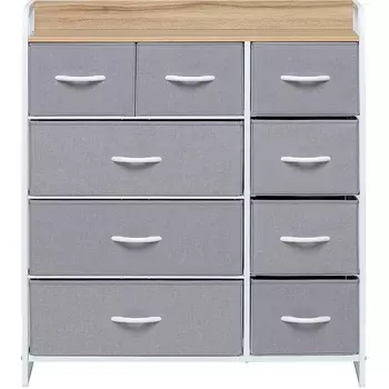 Комод Leset Ноа 9 ящиков (Сталь,Искусственный лен/Светло-серый) арт.2500000229084