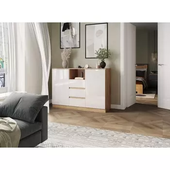 Комод Маллоу-2 (Маллоу-2 дуб вотан / белый глянец) Woodville арт.563534