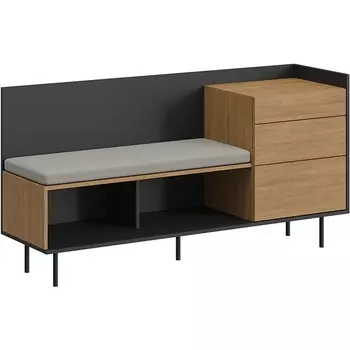 Комод со скамьей слева Look ОГОГО (арт.843400), (ЛДСП/Черный) ОГОГО Обстановочка!