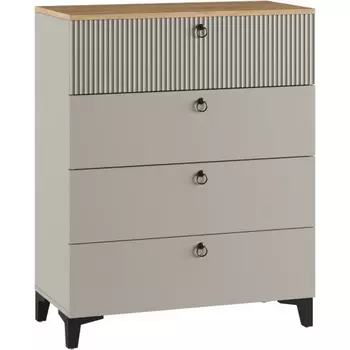 Комод Woodville Ника 4Я ПВШ бежевый мат-05 / кашемир / дуб делано арт.593601