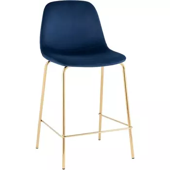 Стул полубарный Stool Group Валенсия SN велюр синий золотые ножки УТ000037160