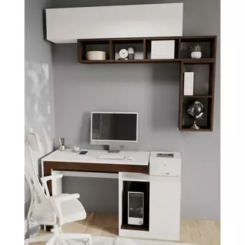 Компьютерный стол Woodville Модена комплектация 1 белый / венге (ЛДСП) арт.563544