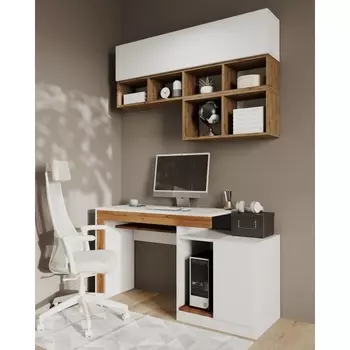 Компьютерный стол Woodville Модена комплектация 4 белый / дуб вотан (ЛДСП) арт.563547