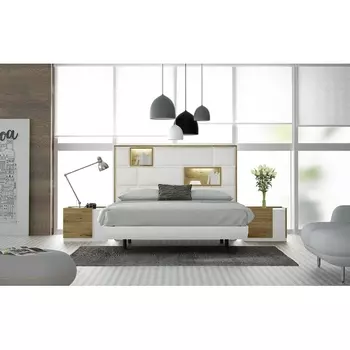 КОМПЛЕКТ 11523+697: Кровать FENICIA 611 (160 х200) с подсветкой, 2 тумбочки, комод, зеркало Fenicia Mobilario