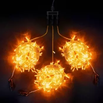 Комплект 3 Оранжевых Нити по 20м Контроллером, LED, Провод Прозрачный Силикон, IP65 Laitcom На деревья KDD600C-10-1OR