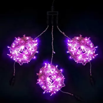 Комплект 3 Пурпурных Нити по 20м Контроллером, LED, Провод Прозрачный Силикон, IP65 Laitcom На деревья KDD600C-10-1PU