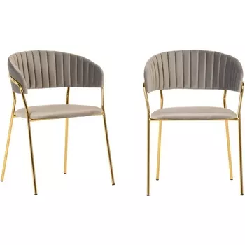 Комплект из 2-х стульев Bradexhome Turin латте, золотые ножки