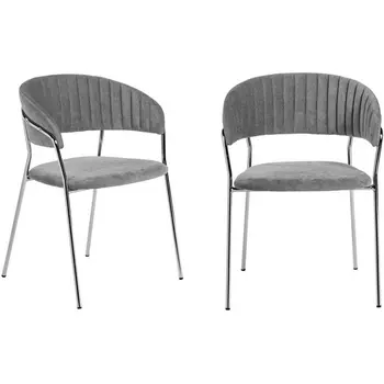 Комплект из 2-х стульев Bradexhome Turin серый вельвет с хромированными ножками