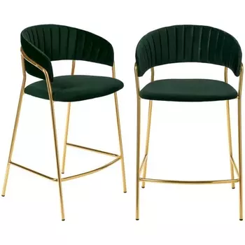 Комплект из 2-х стульев полубарных Turin зеленый с золотыми ножками Bradexhome арт.FR 0908P Bradex Home