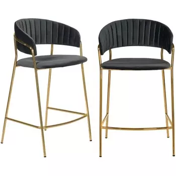 Комплект из 2-х стульев полубарных Turin чёрный с золотыми ножками Bradexhome арт.FR 0891P Bradex Home