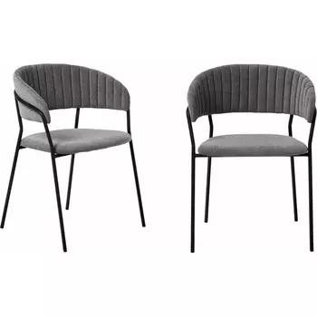 Комплект из 2-х стульев Turin серый вельвет с чёрными ножками Bradexhome арт.FR 0556P Bradex Home