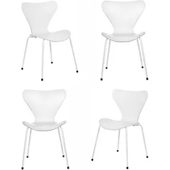 Комплект из 4-х стульев Bradex Home Seven Style белый с белыми ножками (FR 0819K)