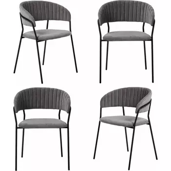 Комплект из 4-х стульев Turin серый вельвет с чёрными ножками Bradexhome арт.FR 0556K Bradex Home
