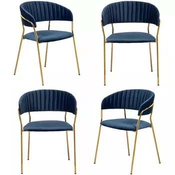 Комплект из 4-х стульев Turin синий с золотыми ножками Bradexhome арт.FR 0557K Bradex Home