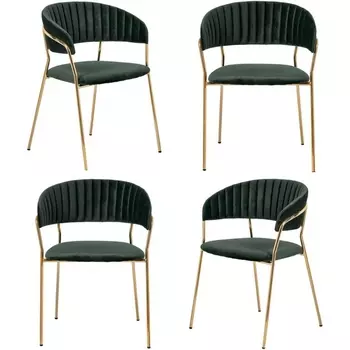 Комплект из 4-х стульев Turin зеленый с золотыми ножками Bradexhome арт.FR 0558K Bradex Home