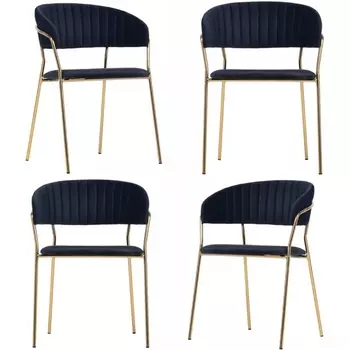 Комплект из 4-х стульев Turin чёрный с золотыми ножками Bradexhome арт.FR 0797K Bradex Home