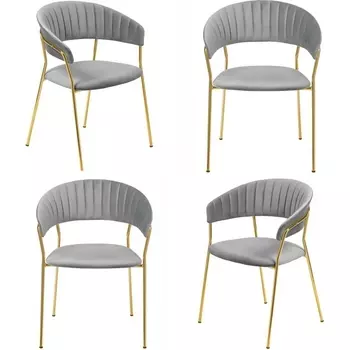 Комплект из 4-х стульев Turin серый с золотыми ножками Bradexhome арт.FR 0910K Bradex Home