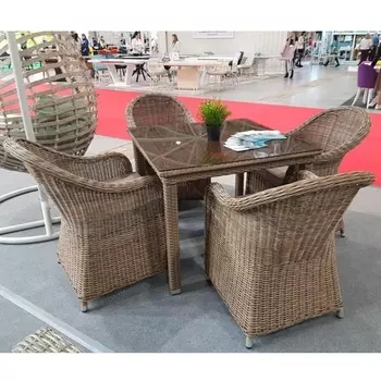 Комплект мебели T257B/Y490 Beige (4+1) (Искусственный ротанг/Светло-коричневый) Afina